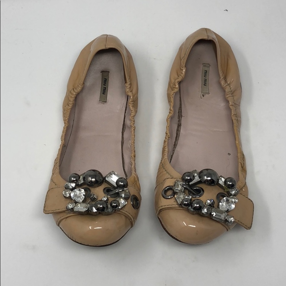 MIU MIU Jeweled Ballet Flats